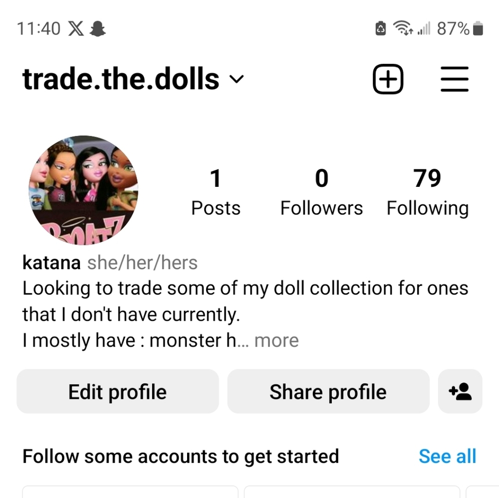 INSTAGRAM PAGE FOR DOLL TRADING